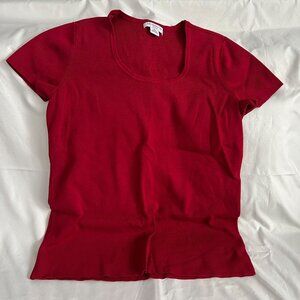 Liz Claiborne Woman Red Short Sleeve Knit Top 2X Rayon/Nylon Stretch